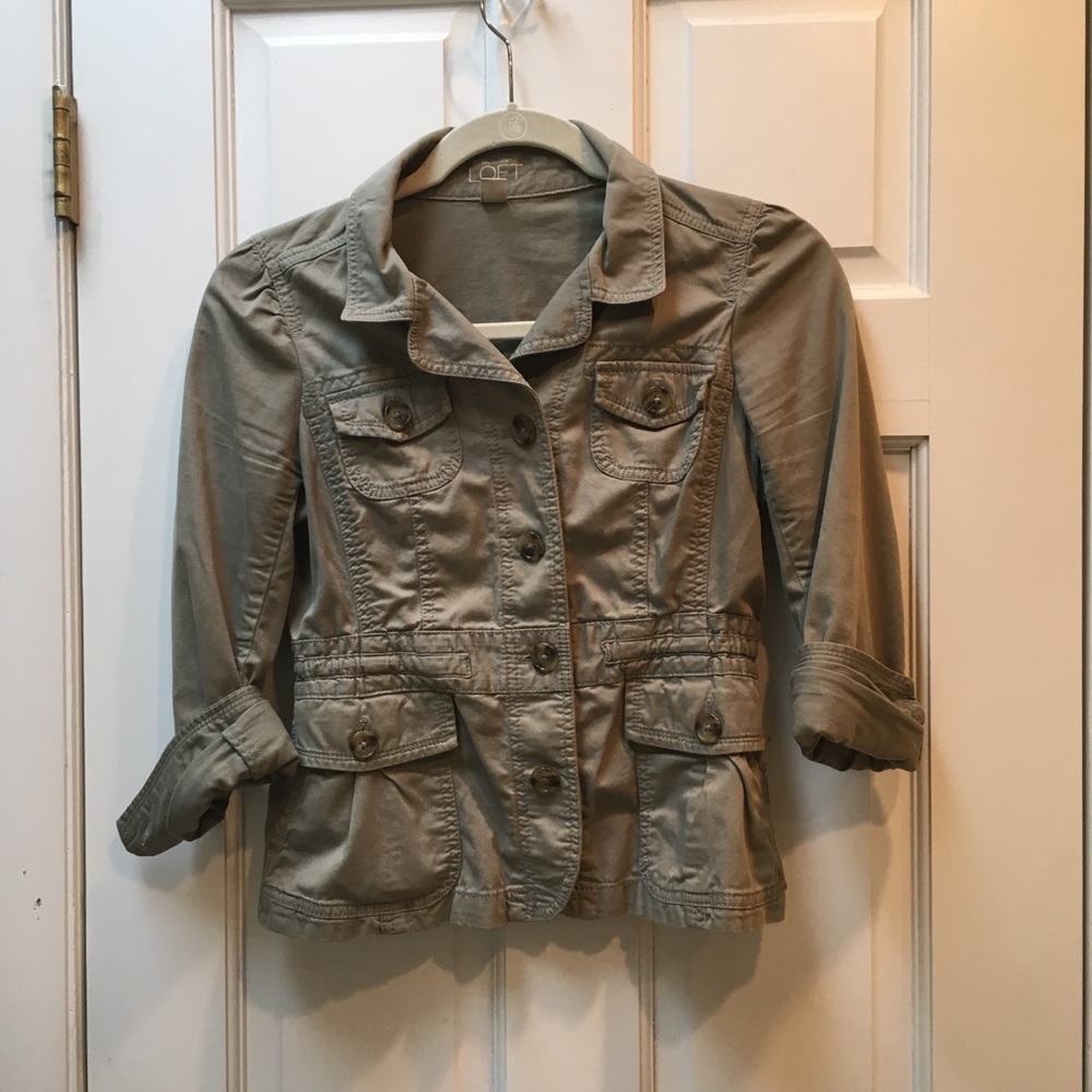 Drawstring utility blazer in olive
